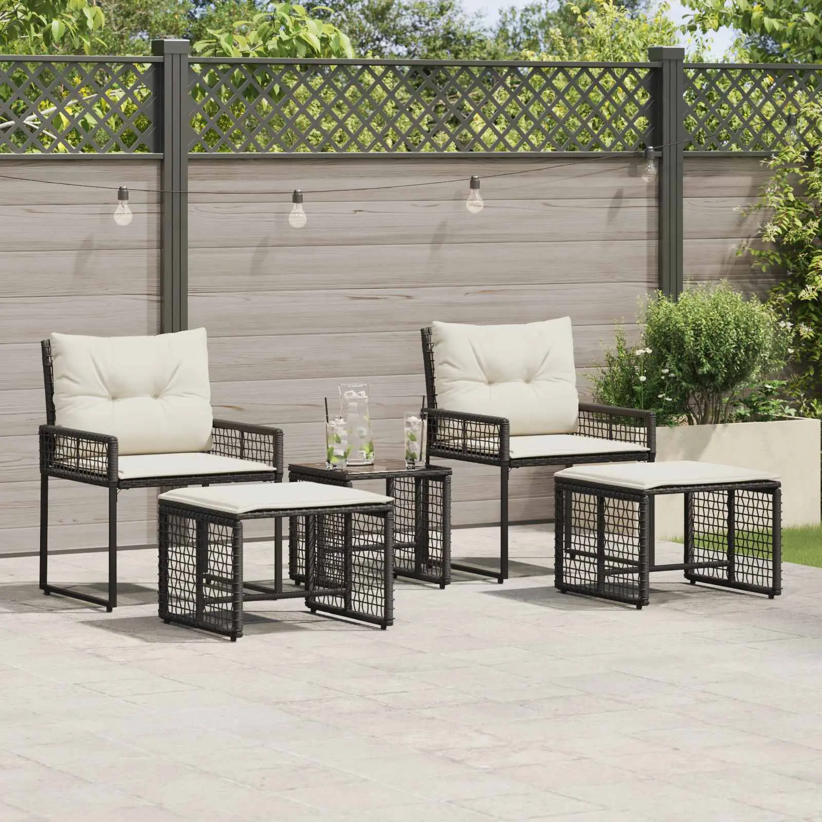Ensemble de meubles d’extérieur 5 pcs Noir et Blanc vidaXL 42025170