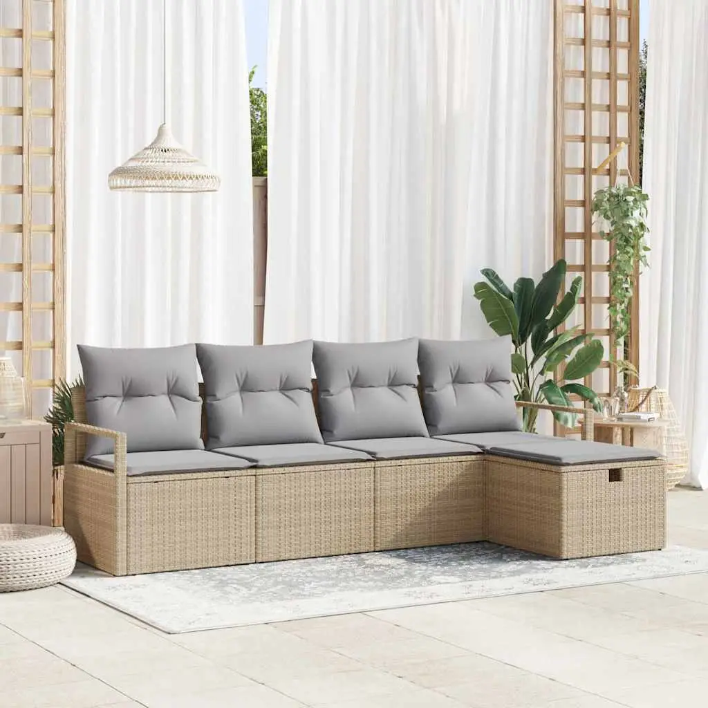 Ensemble de Canapés 5 pcs Beige et Gris clair polyrotin vidaXL 3359159