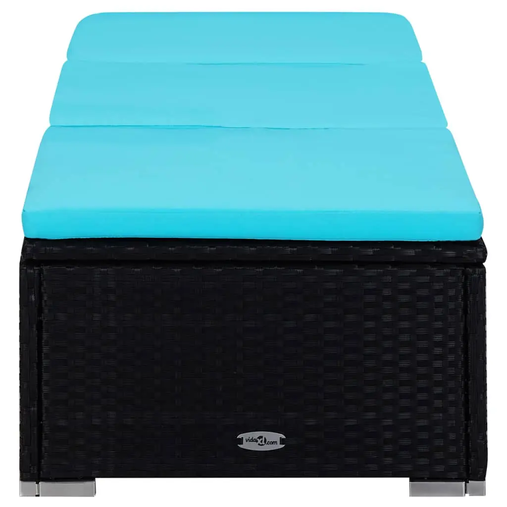 Ensemble de 3 pcs Bain de soleil – Transats – Chaises longues avec table à thé Résine tressée Noir – MEUBLE PRO-JU6477
