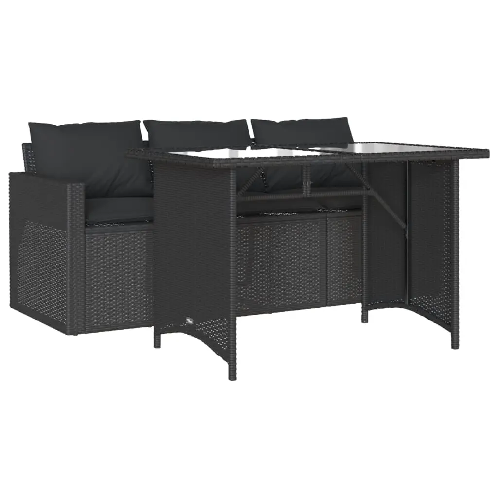 Ensemble de 2 pcs table de jardin et chaises avec coussins – mobilier de jardin noir résine tressée-JU2510