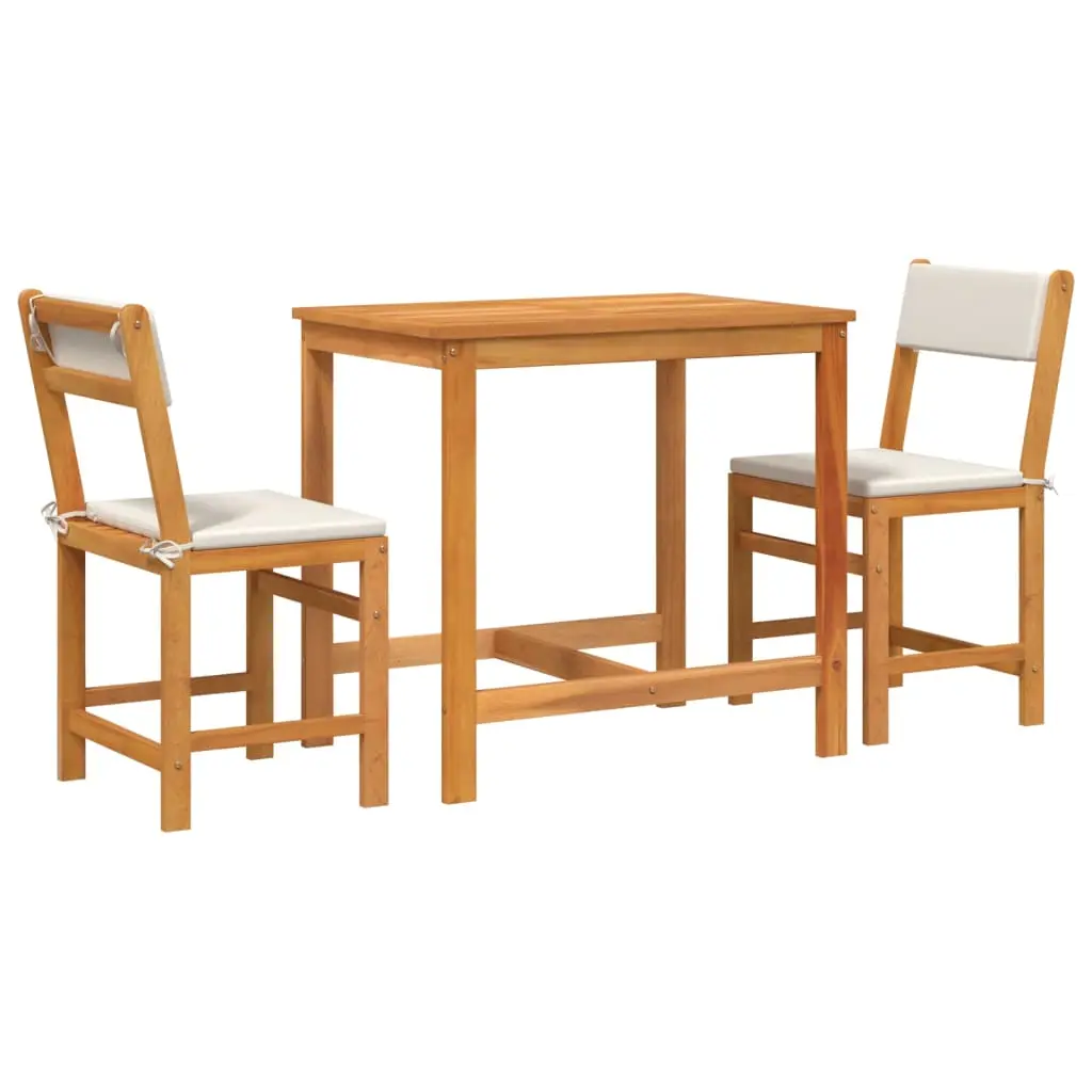 Ensemble de 3pcs balcon – Salon De Jardin – Mobilier extérieur avec coussins bois massif d’acacia MI450