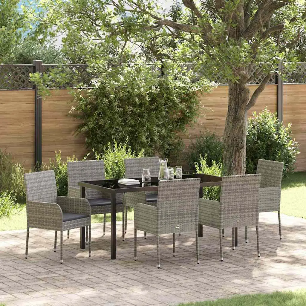 Ensemble de salle à manger pour jardin 7 pcs Gris polyrotin vidaXL 3380110