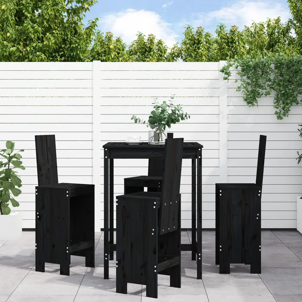 Ensemble de bar de jardin 5 pcs noir bois de pin massif vidaXL 3157773