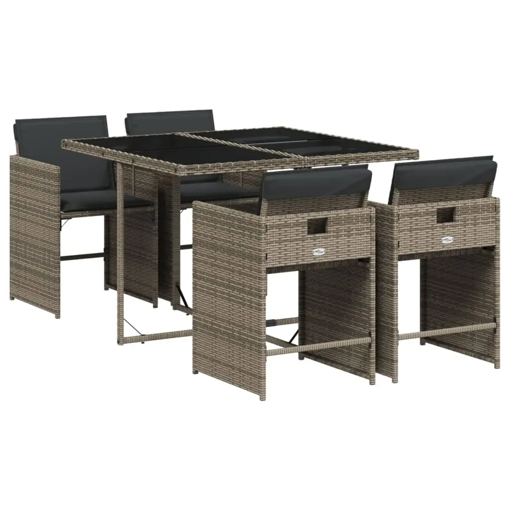 Ensemble de 5 pcs table de jardin avec chaises – mobilier de jardin avec coussins Gris-JU3075