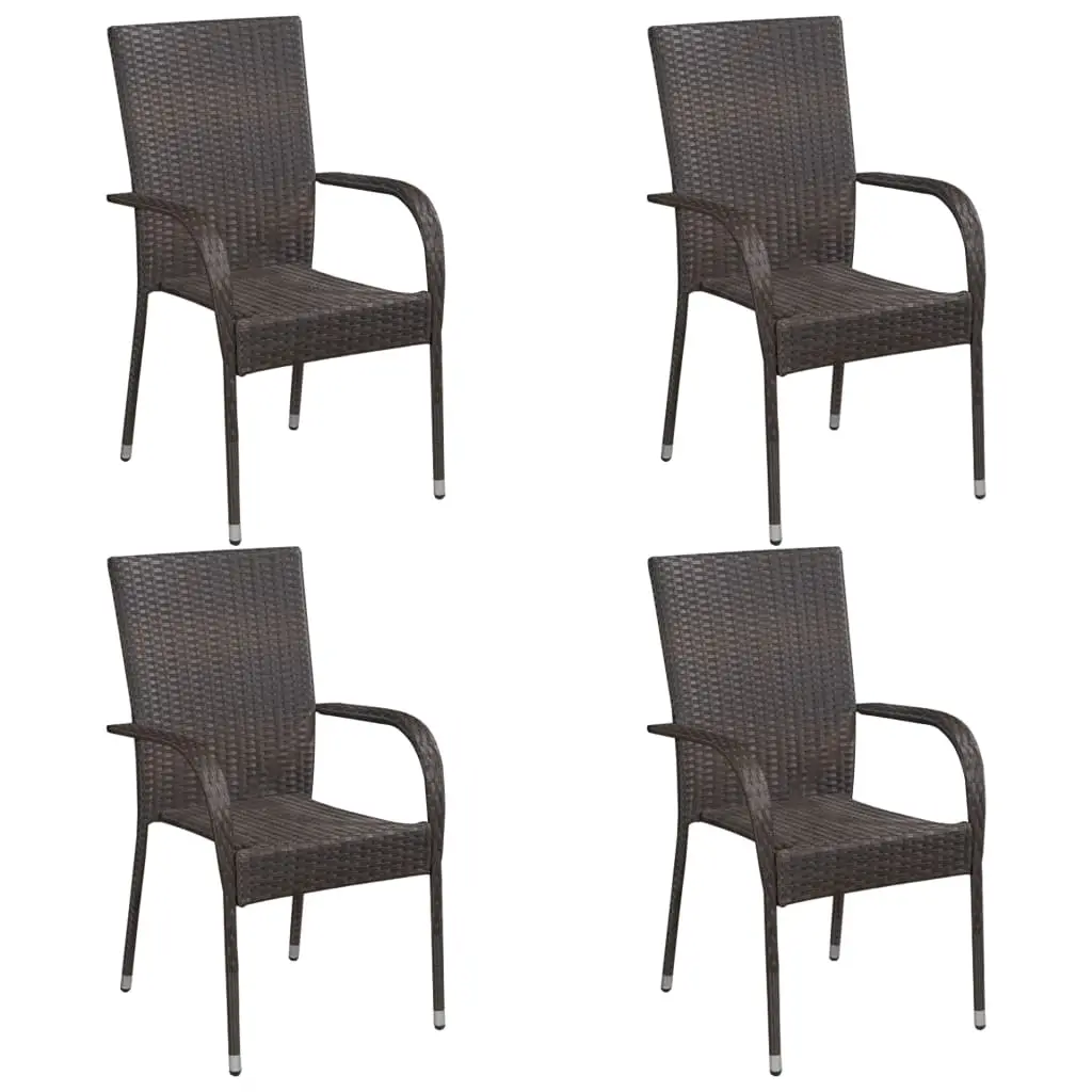Ensemble de 5 pcs table de jardin avec chaises – mobilier de jardin Marron-JU2997
