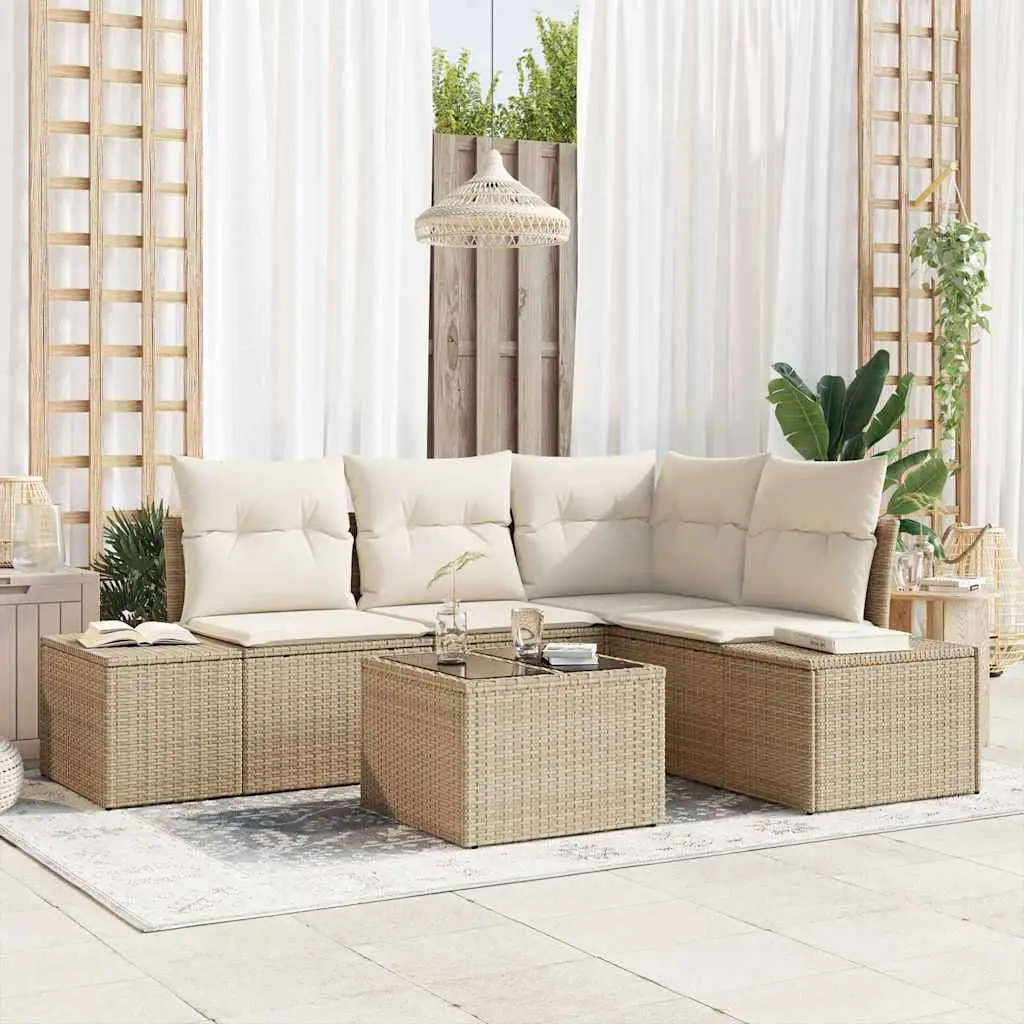 Ensemble de canapé de jardin Beige et crème polyrotin vidaXL 3355720