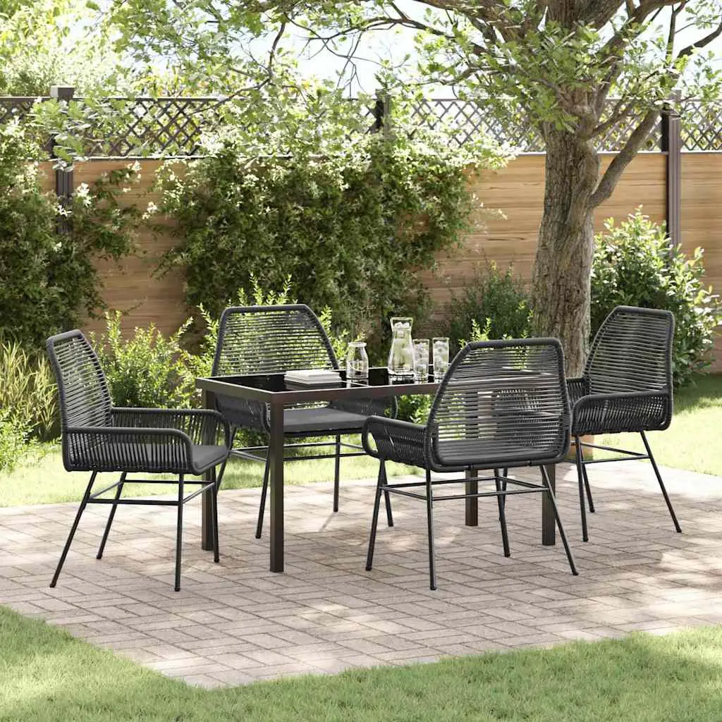 Ensemble de salle à manger pour jardin 5 pcs Noir polyrotin vidaXL 3380871