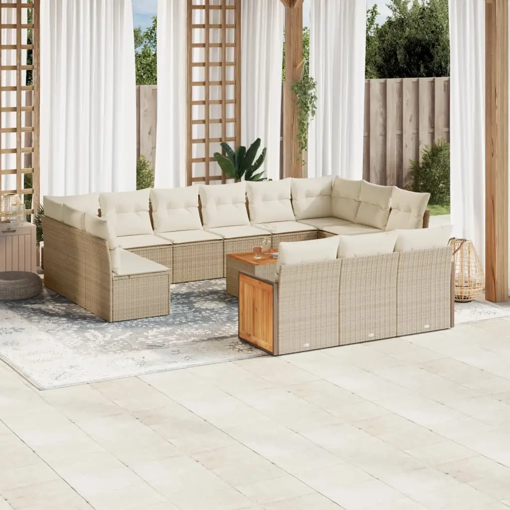 Ensemble canapés de jardin 14 pcs résine tressée table et coussins Beige – ComfortXL Outdoor Living