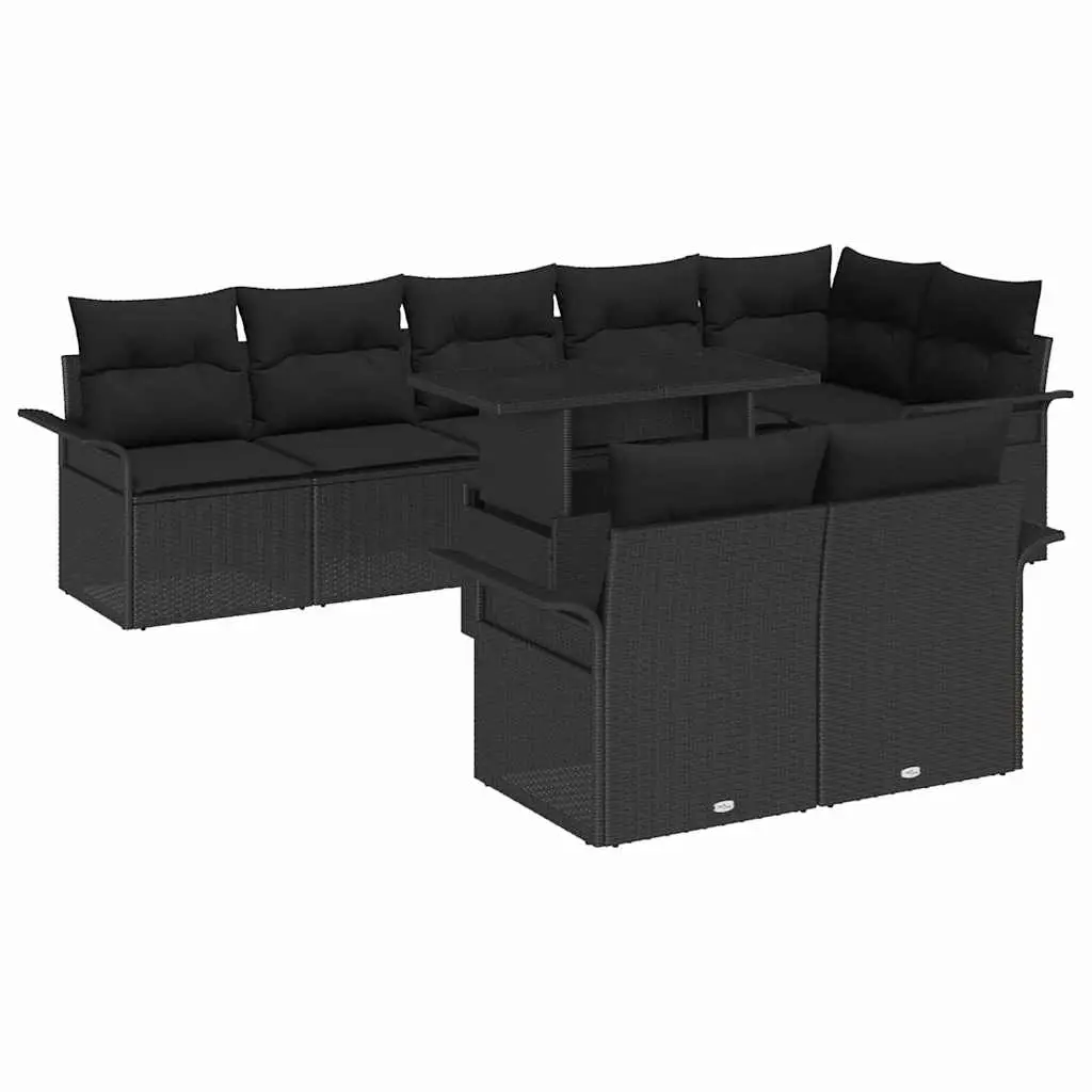 Ensemble de canapé de jardin avec coussin 9 pcs Noir Poly rotin vidaXL 3357046