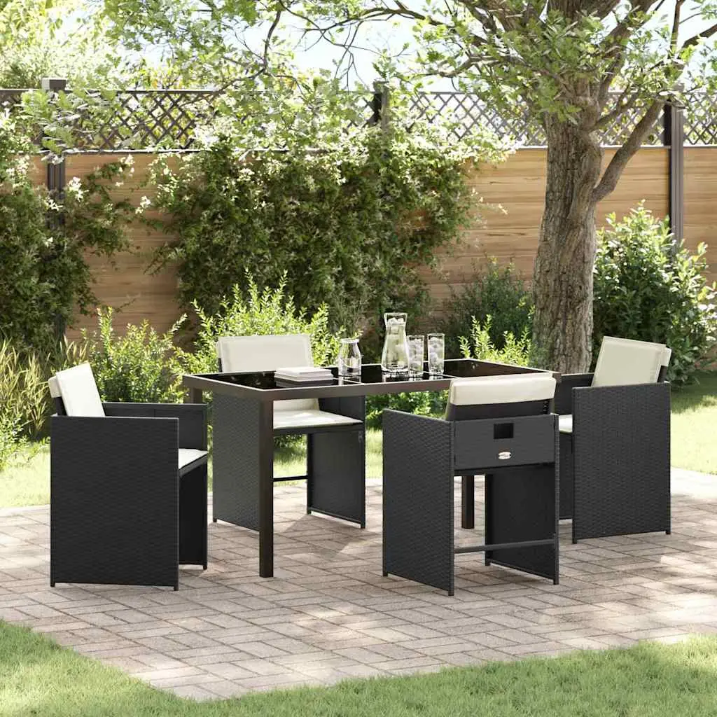 Ensemble de salle à manger pour jardin 5 pcs Noir polyrotin vidaXL 3380686