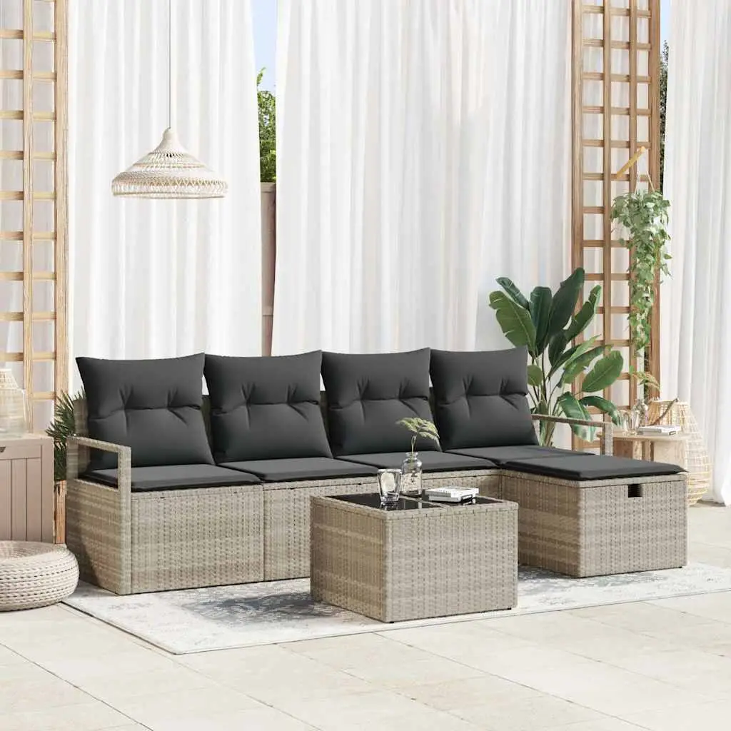 Ensemble Canapé Extérieur Polyrotin Tissé – Coffre Rangement Pratique Jardin – Gris Clair – ComfortXL Outdoor Living