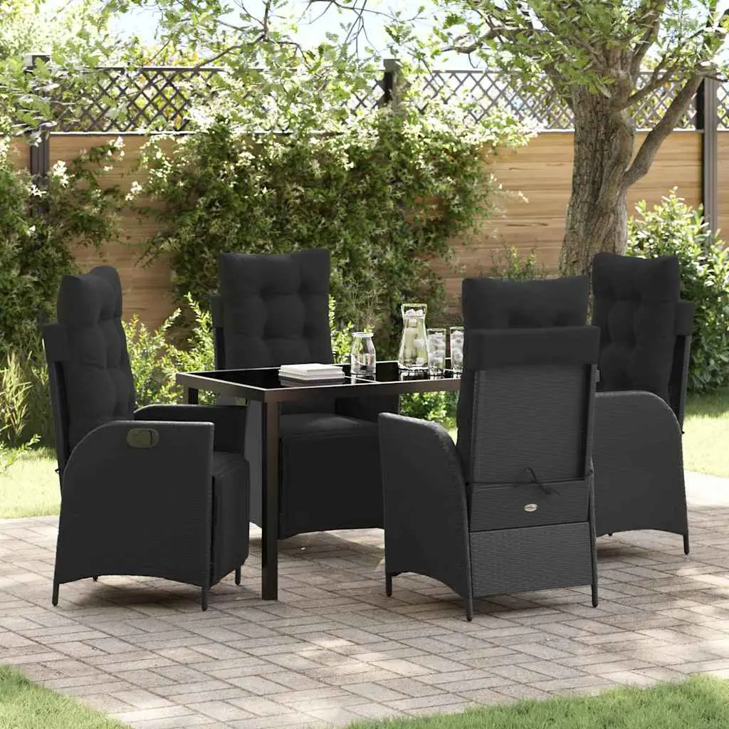 Ensemble de salle à manger pour jardin 5 pcs Noir polyrotin vidaXL 3380535