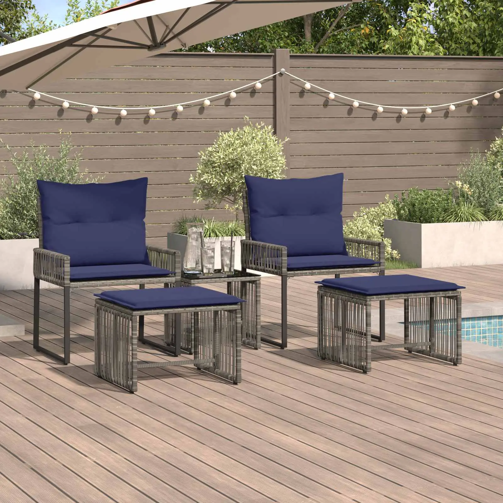 Ensemble de meubles d’extérieur 11 pcs Gris et bleu marine vidaXL 42025154