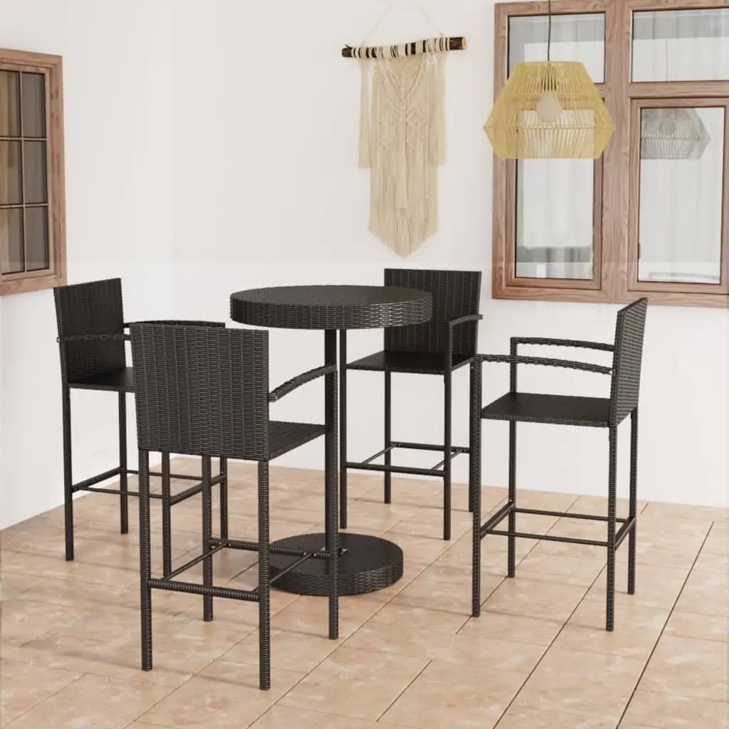 Ensemble de bar de jardin 5 pcs Résine tressée Noir vidaXL 3064772