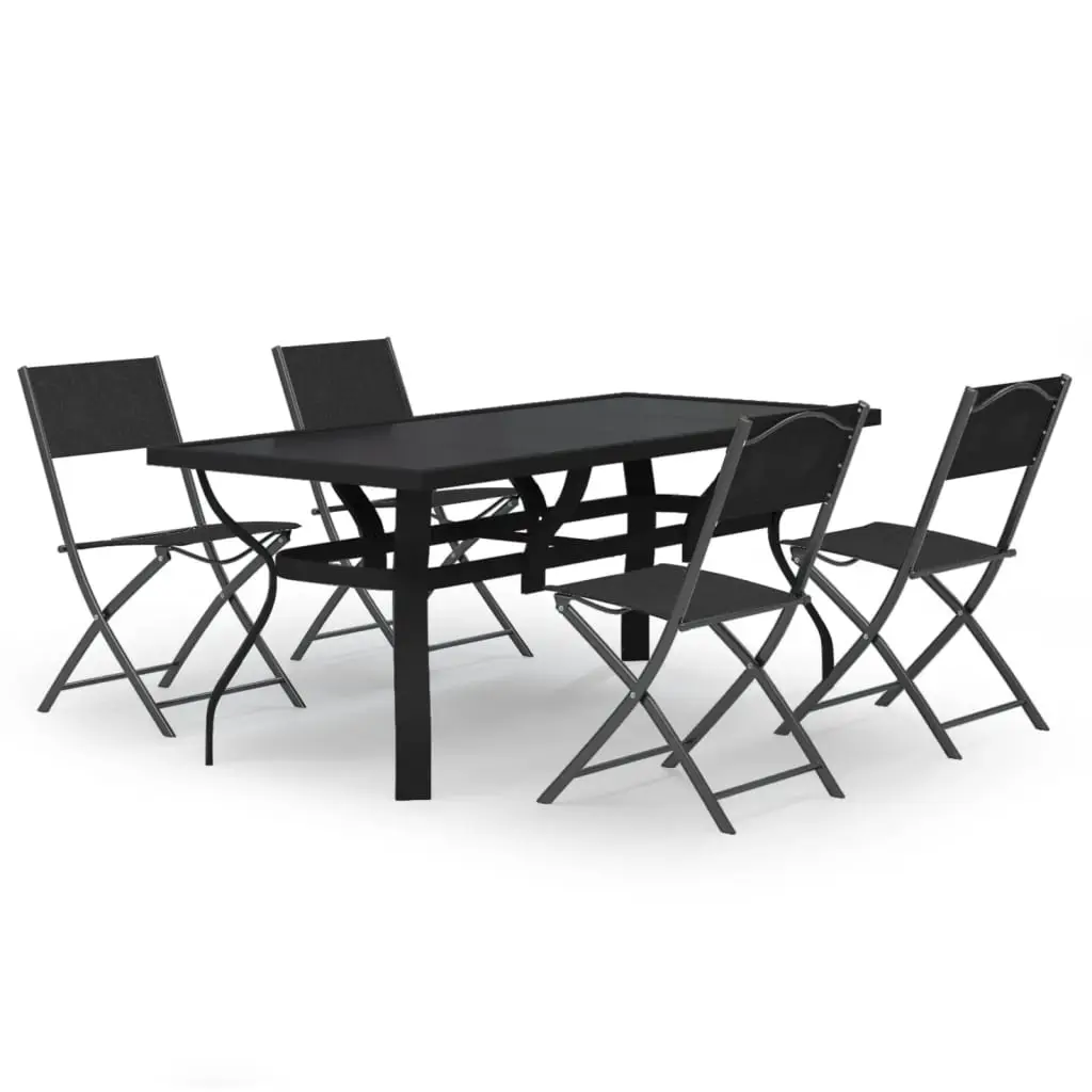 Ensemble de 5 pcs table de jardin avec chaises – mobilier de jardin Gris et noir-JU3167