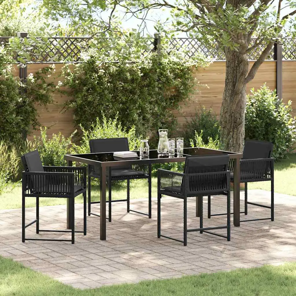 Ensemble de salle à manger pour jardin 5 pcs Noir polyrotin vidaXL 3380747