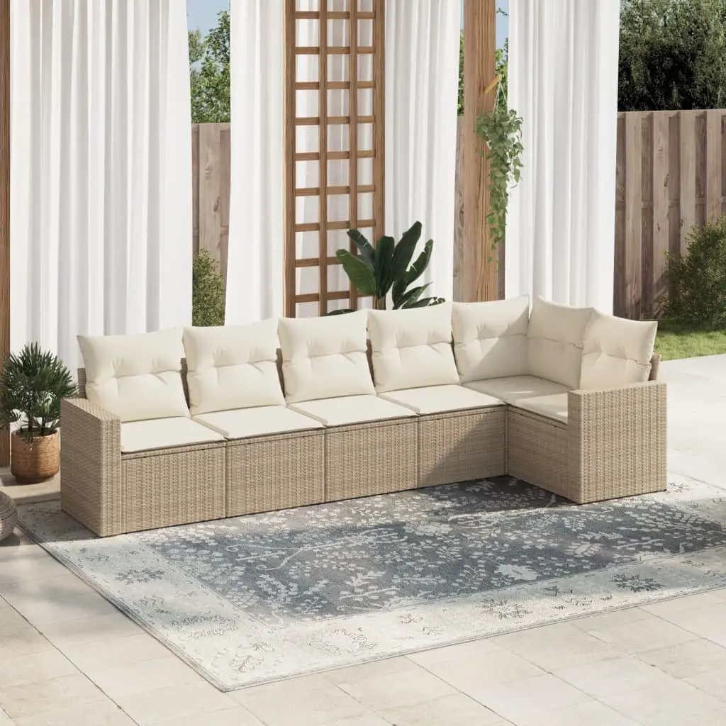 Ensemble de Jardin Modulaire 6 Pièces en Résine Tressée avec Rangement Intégré Beige – ComfortXL Outdoor Living