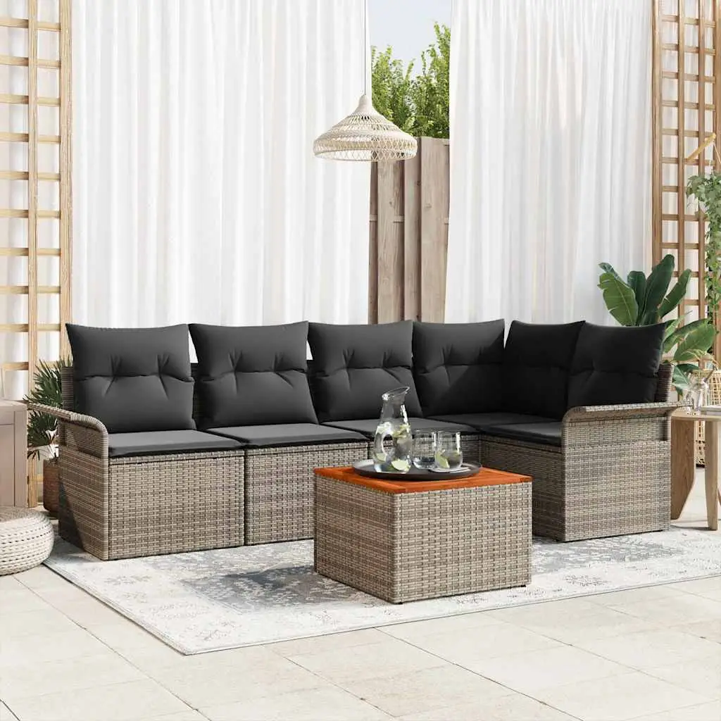 Ensemble de canapé de jardin avec stockage 6 pcs Gris polyrotin vidaXL 3355997