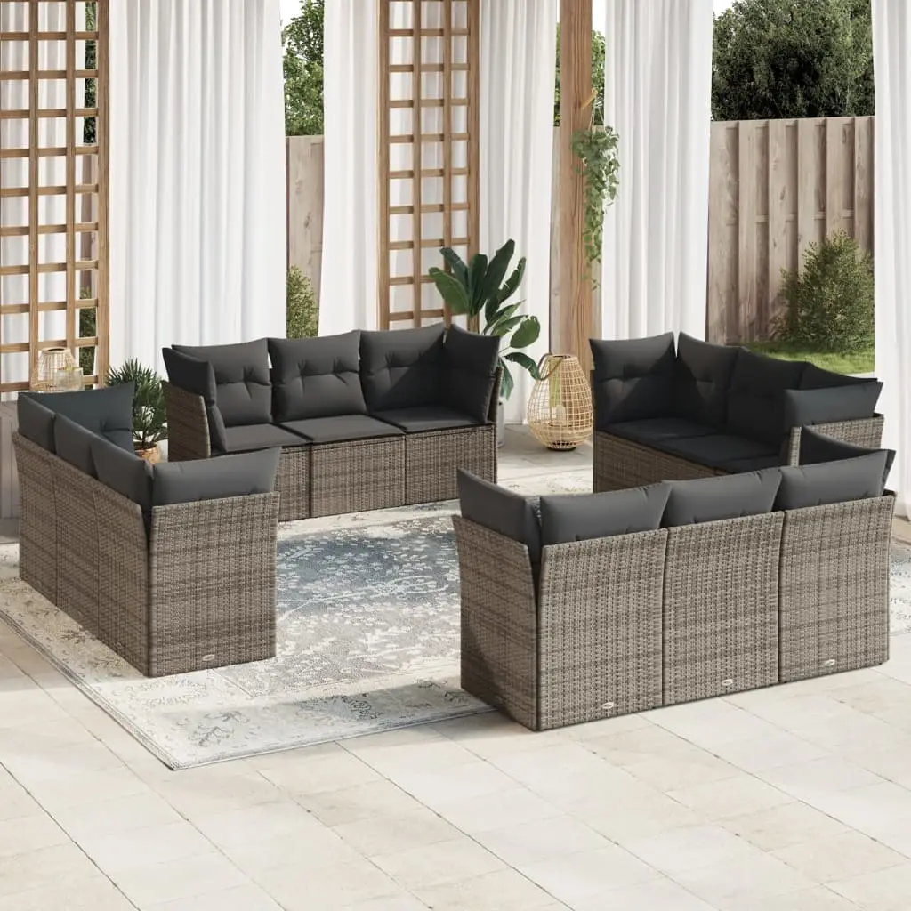 Ensemble Canapés de Jardin 12 pcs Résine Tressée Modulable Gris – ComfortXL Outdoor Living