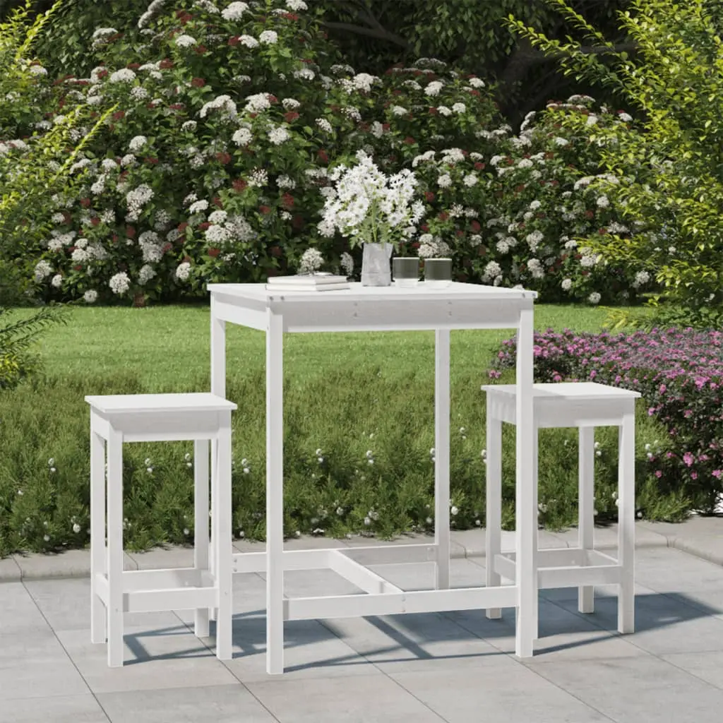 Ensemble de bar de jardin 3 pcs blanc bois de pin massif vidaXL 3154726