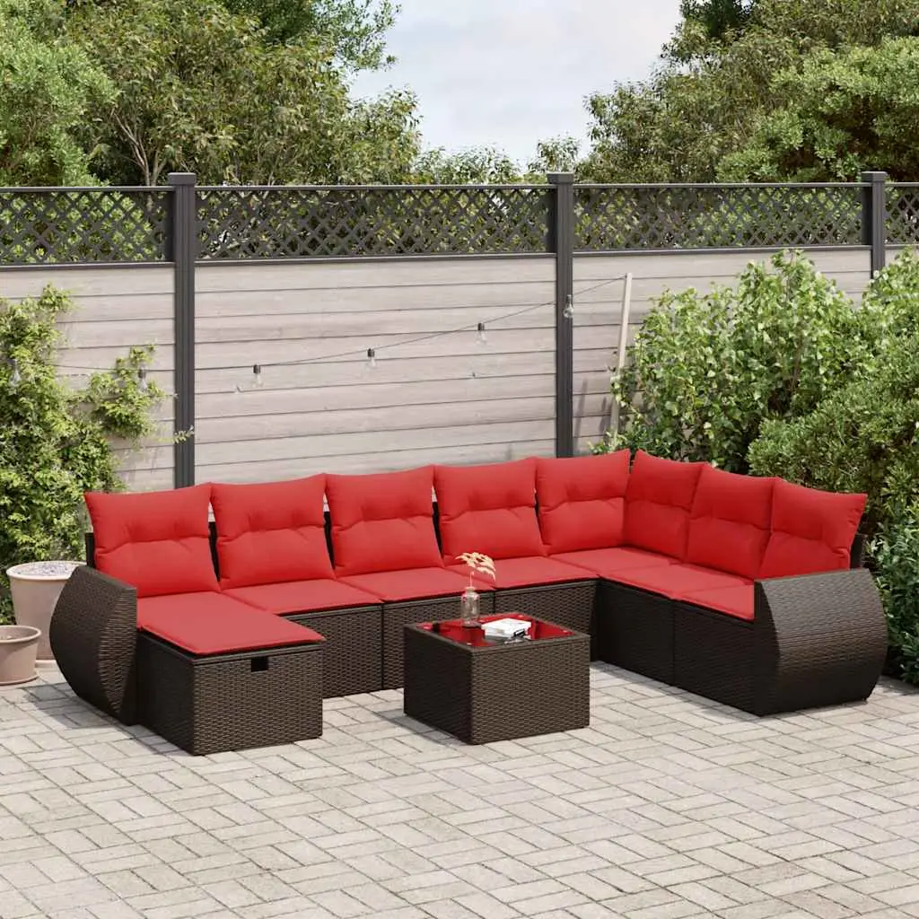 Ensemble de jardin 9 pcs en résine tressée avec coffres de rangement Marron – ComfortXL Outdoor Living