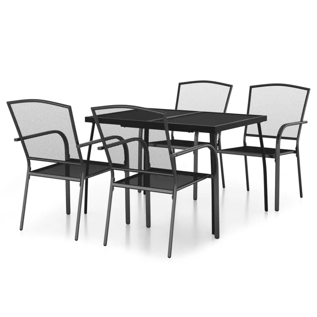 Ensemble de 5 pcs table de jardin avec chaises – mobilier de jardin anthracite acier-JU2987
