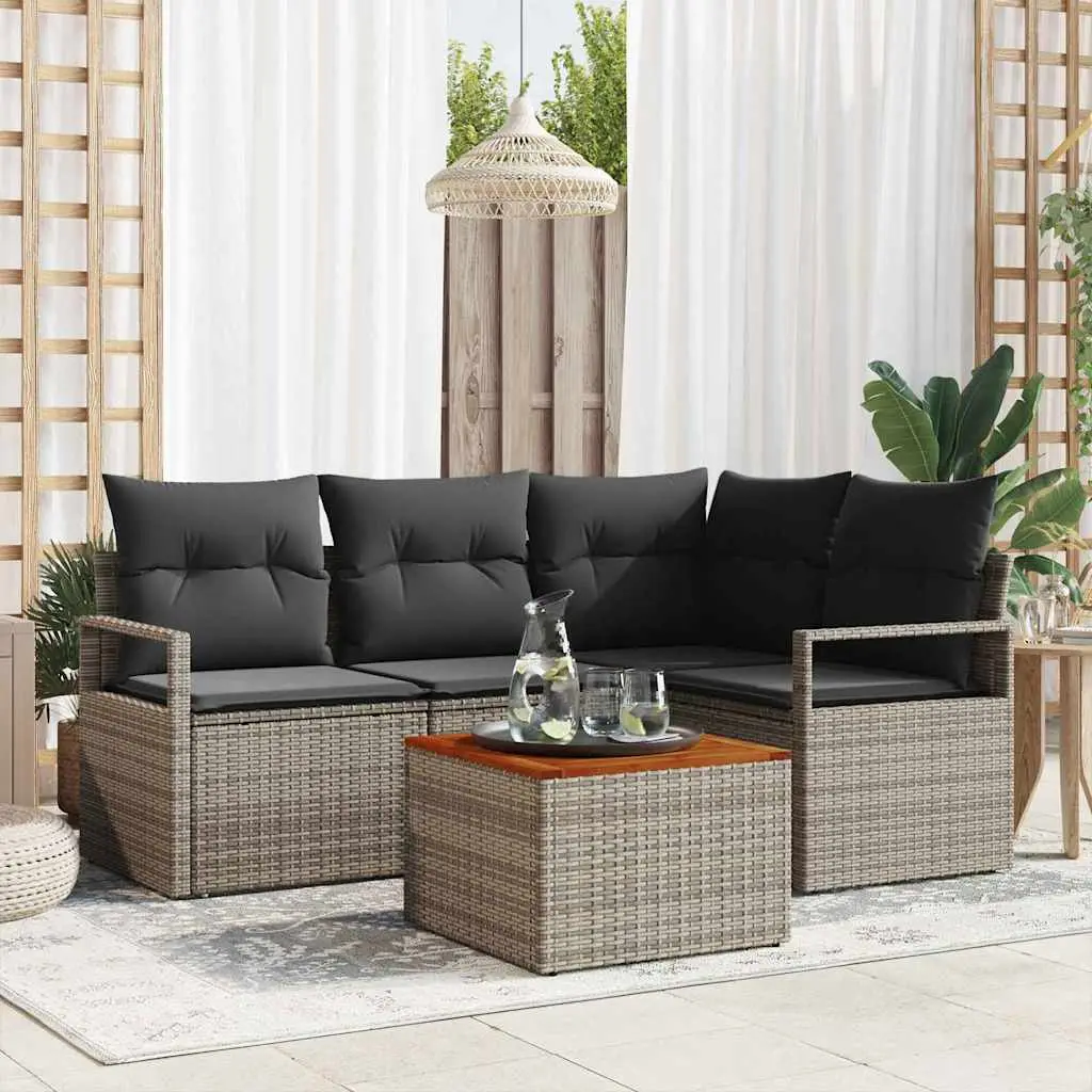 Ensemble de canapé de jardin avec stockage 5 pcs Gris polyrotin vidaXL 3356368