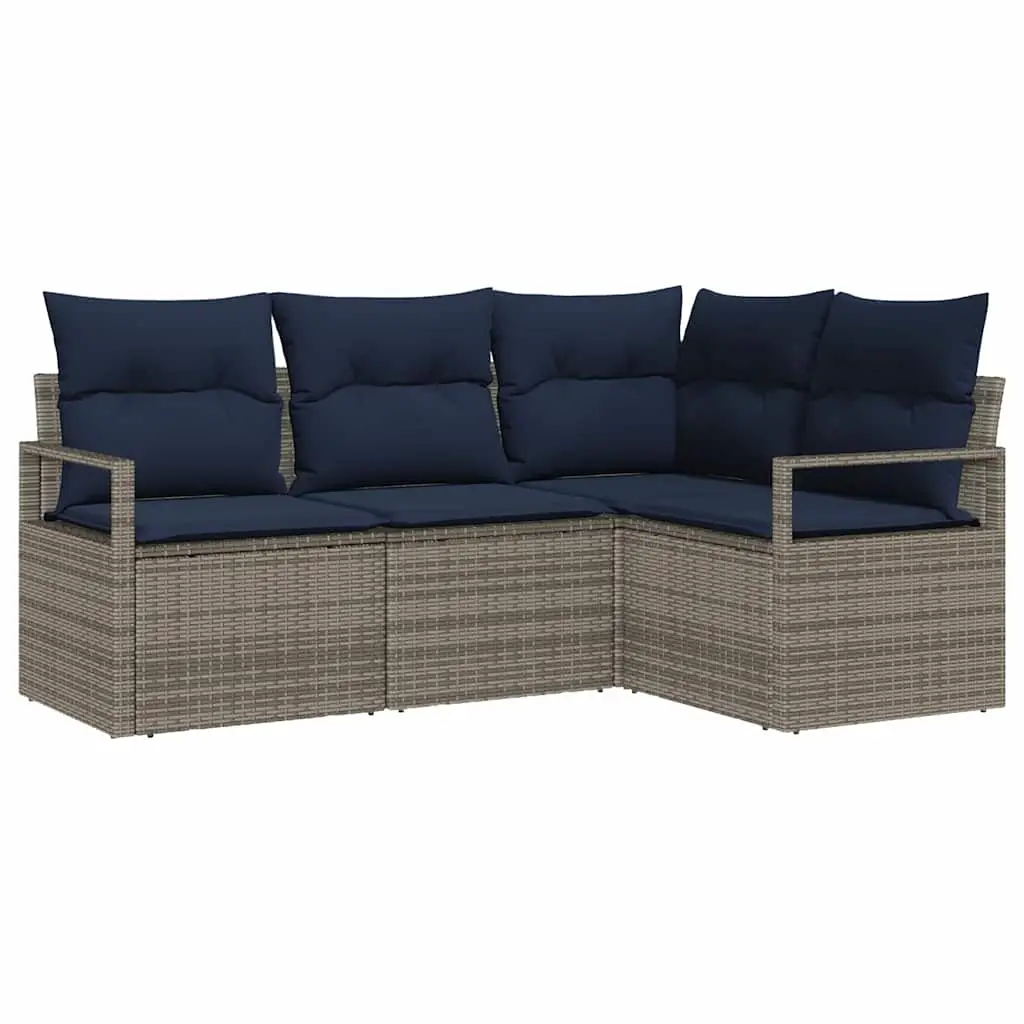 Ensemble de Canapés avec coussin 4 pcs Gris polyrotin vidaXL 3346365