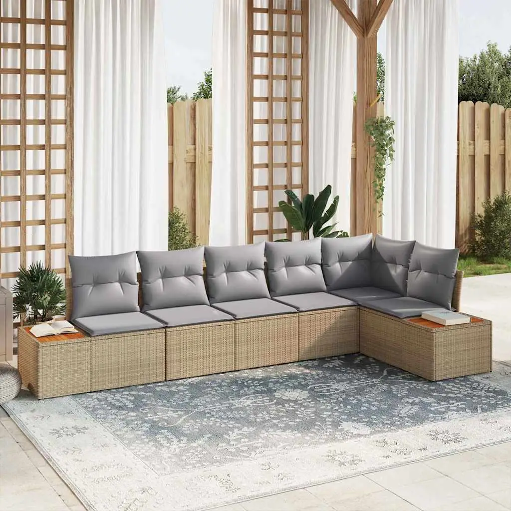 Ensemble de jardin modulable 6 pièces en résine tressée pour 6 personnes Beige – ComfortXL Outdoor Living