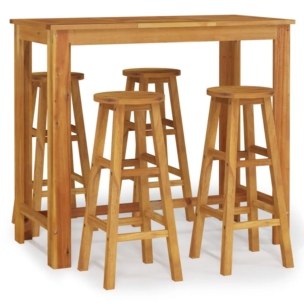 Ensemble de 5 pcs bar de jardin – Mobilier d’extérieur – Mobilier de jardin bois d’acacia solide-JU2149