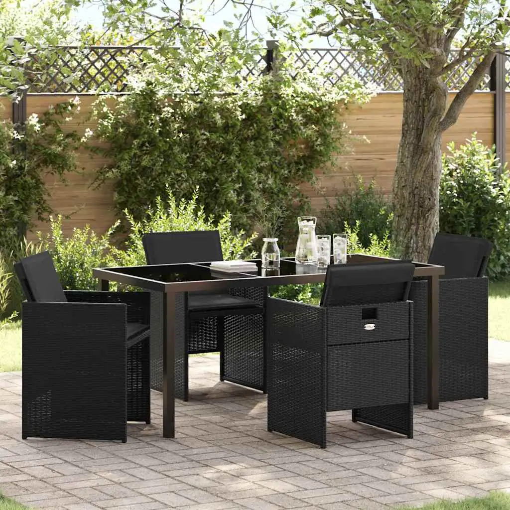 Ensemble de salle à manger pour jardin 5 pcs Noir polyrotin vidaXL 3380595 Noir et noir
