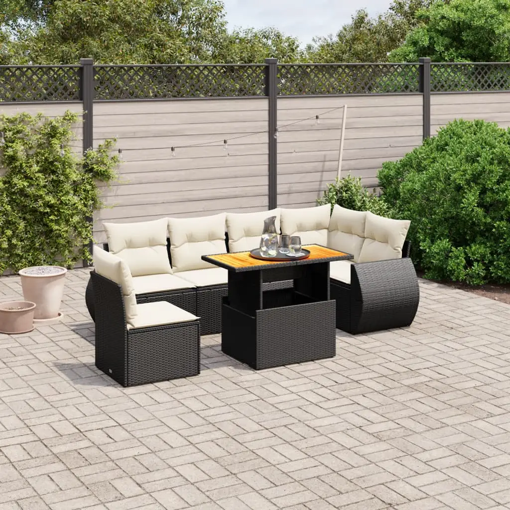 Ensemble de jardin modulable 7 pcs résine tressée table relevable Noir – ComfortXL Outdoor Living