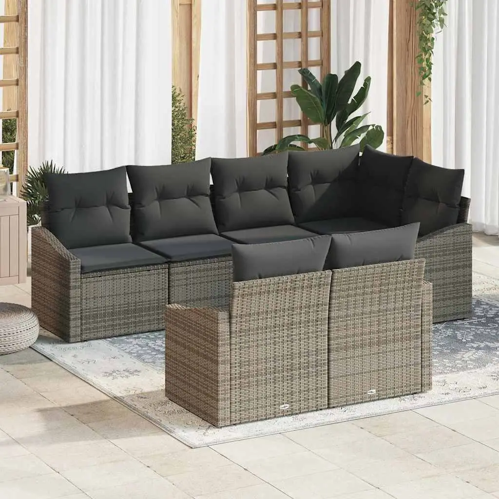 Ensemble de Canapés avec coussin 7 pcs Gris polyrotin vidaXL 3346759
