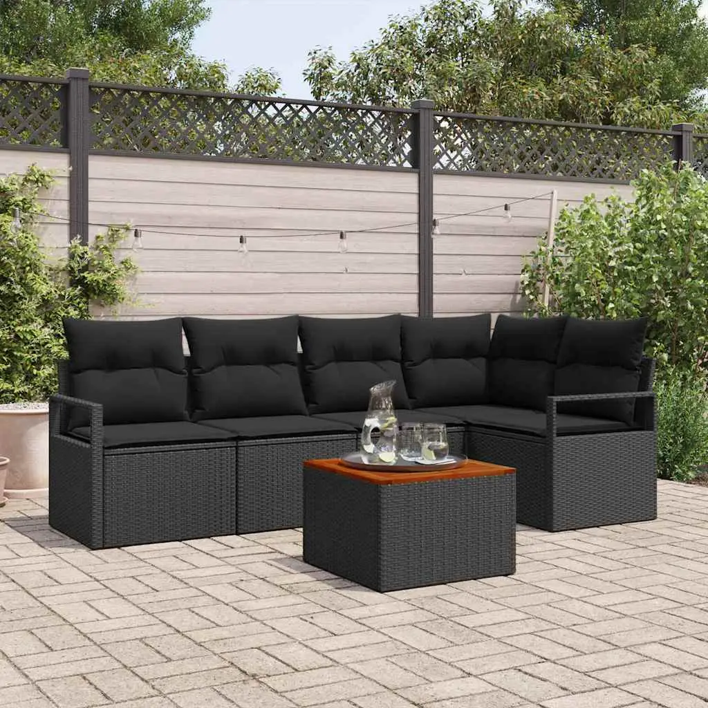 Ensemble de canapé de jardin avec stockage 6 pcs Noir polyrotin vidaXL 3356378