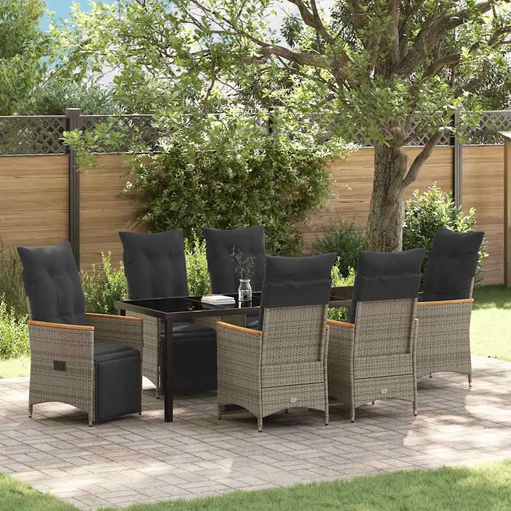 Ensemble de salle à manger pour jardin 7 pcs Gris polyrotin vidaXL 3379630