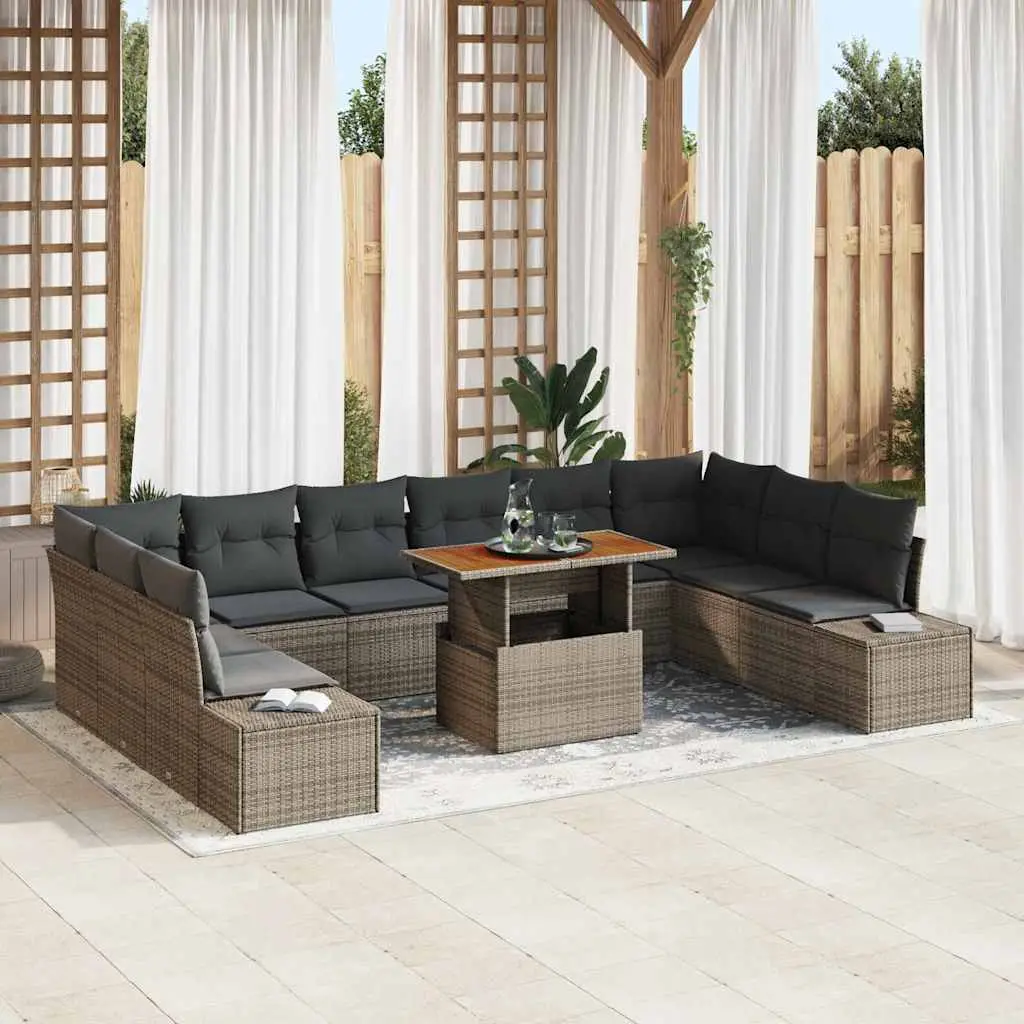 Ensemble canapé de jardin Polyrotin avec Rangement 11 pièces Gris – ComfortXL Outdoor Living