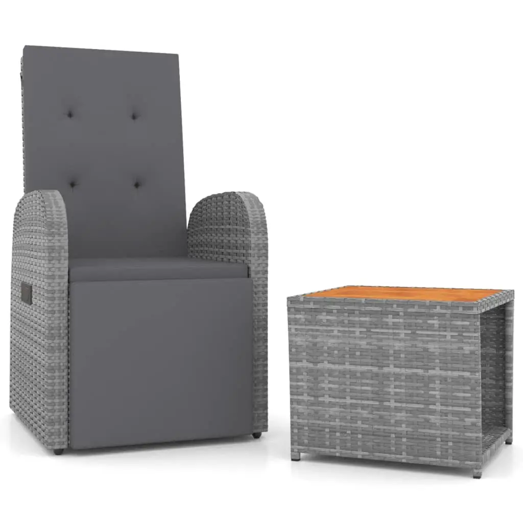 Ensemble de 2 pcs salon de jardin – Mobilier d’extérieur – Mobilier de jardin gris poly rotin et acacia