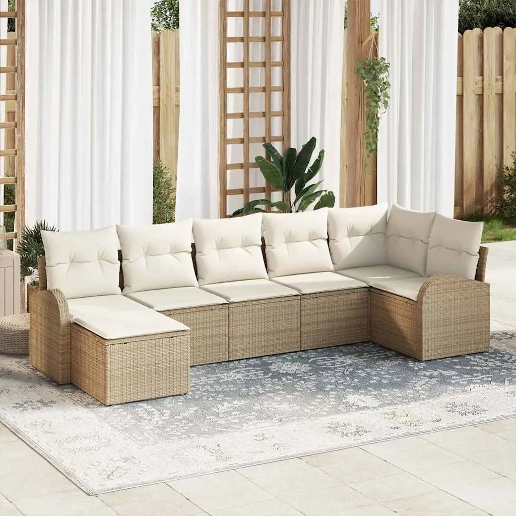 Ensemble de Canapés avec coussin 7 pcs Beige polyrotin vidaXL 3354800