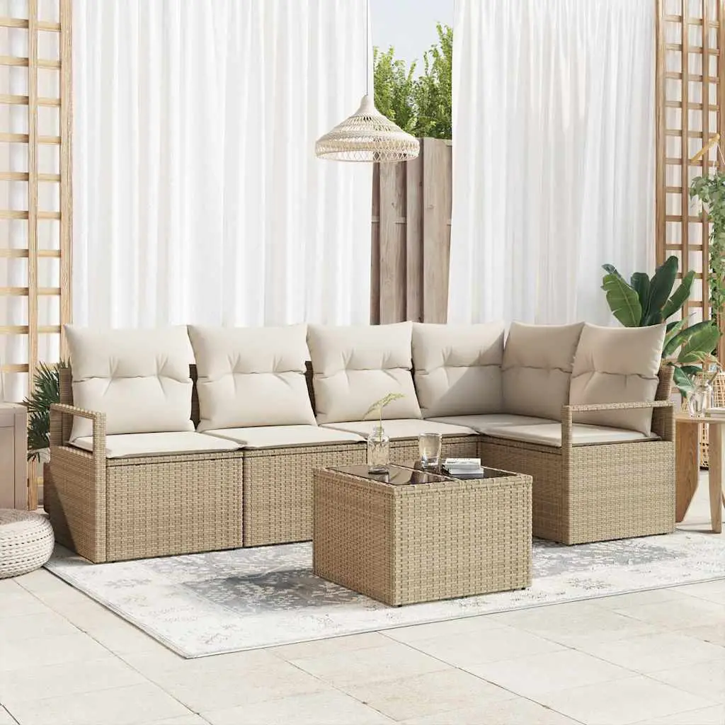 Ensemble de Canapés 6 pcs Beige polyrotin vidaXL 3346391 beige et crème