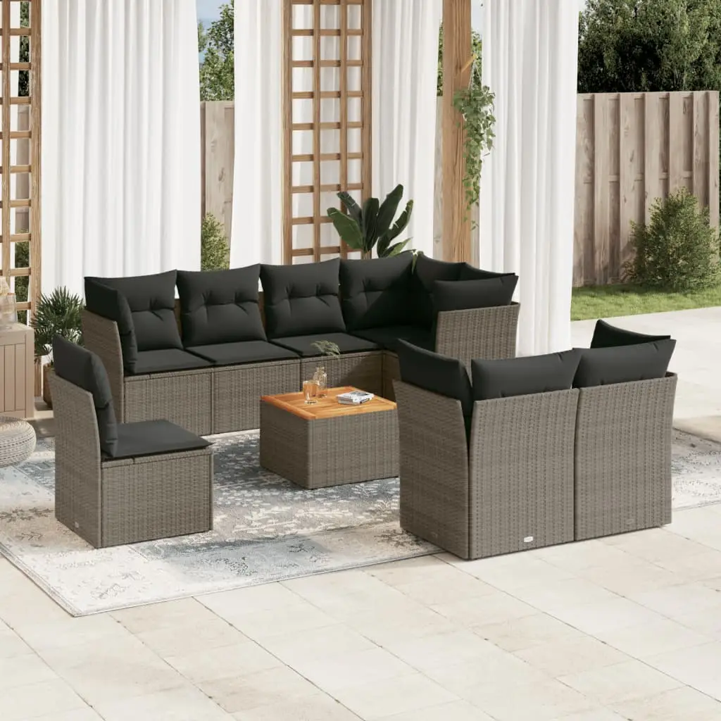 Ensemble canapé modulable 8 places résine tressée avec table pour jardin et balcon Gris – ComfortXL Outdoor Living
