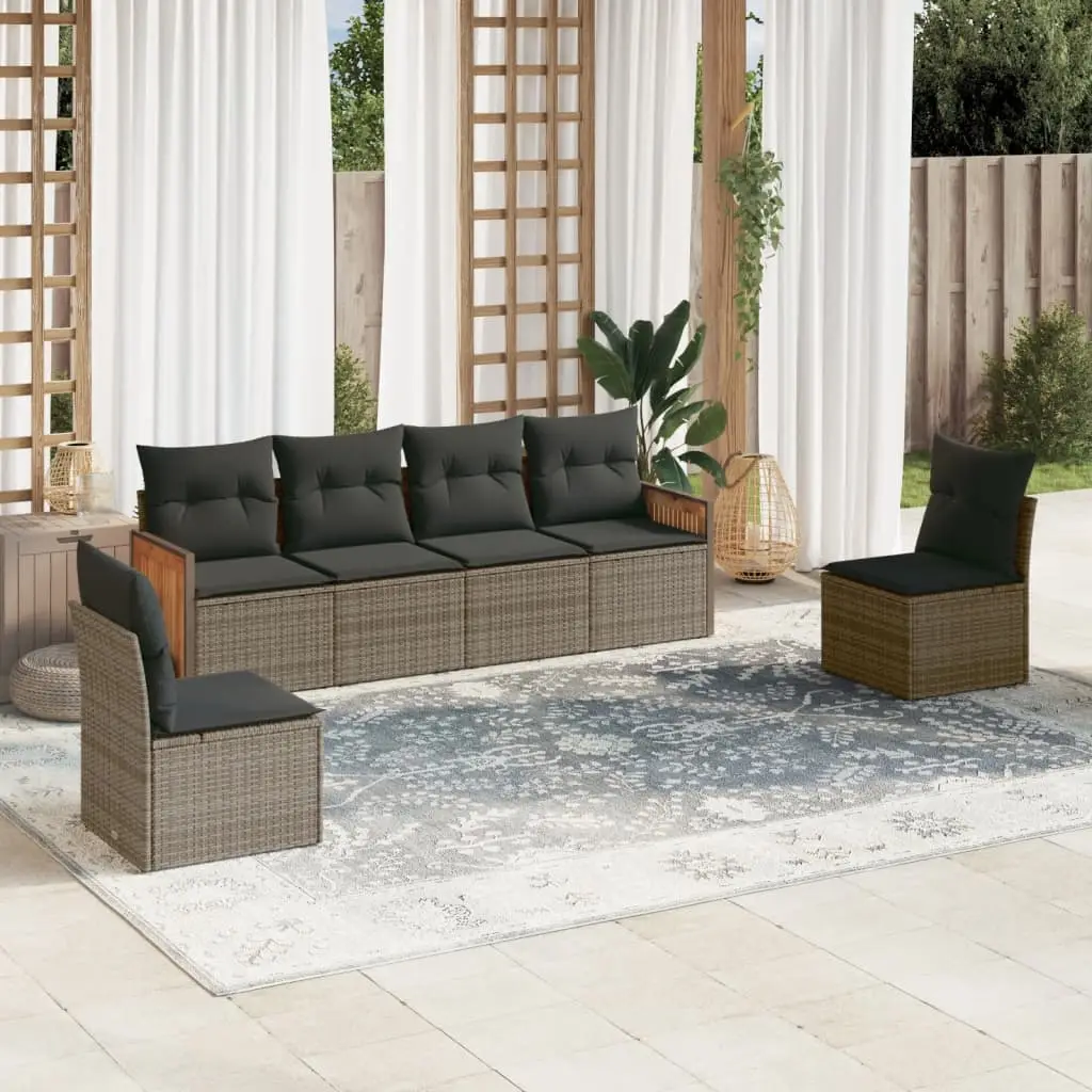 Ensemble canapés modulables 6 pièces en Résine tressée Coussins confortables pour Patio et Jardin Gris – ComfortXL Outdoor Living