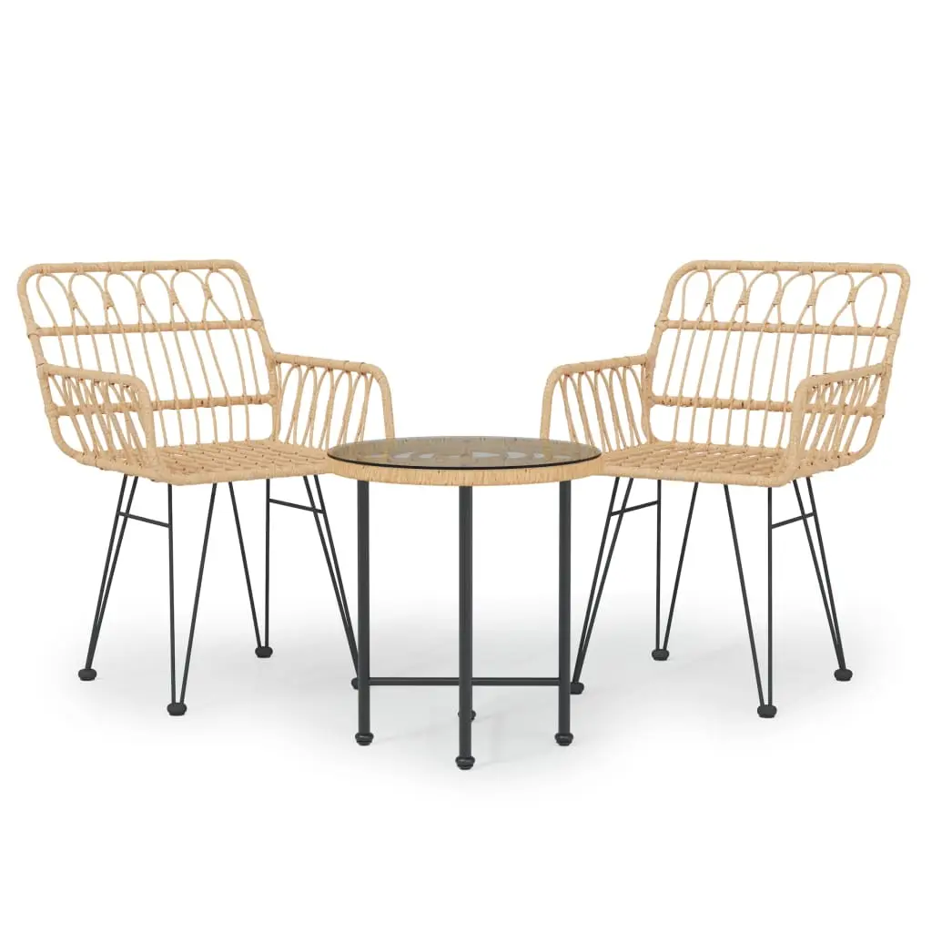 Ensemble de 3 pcs table de jardin avec chaises – mobilier de jardin Résine tressée-JU2410