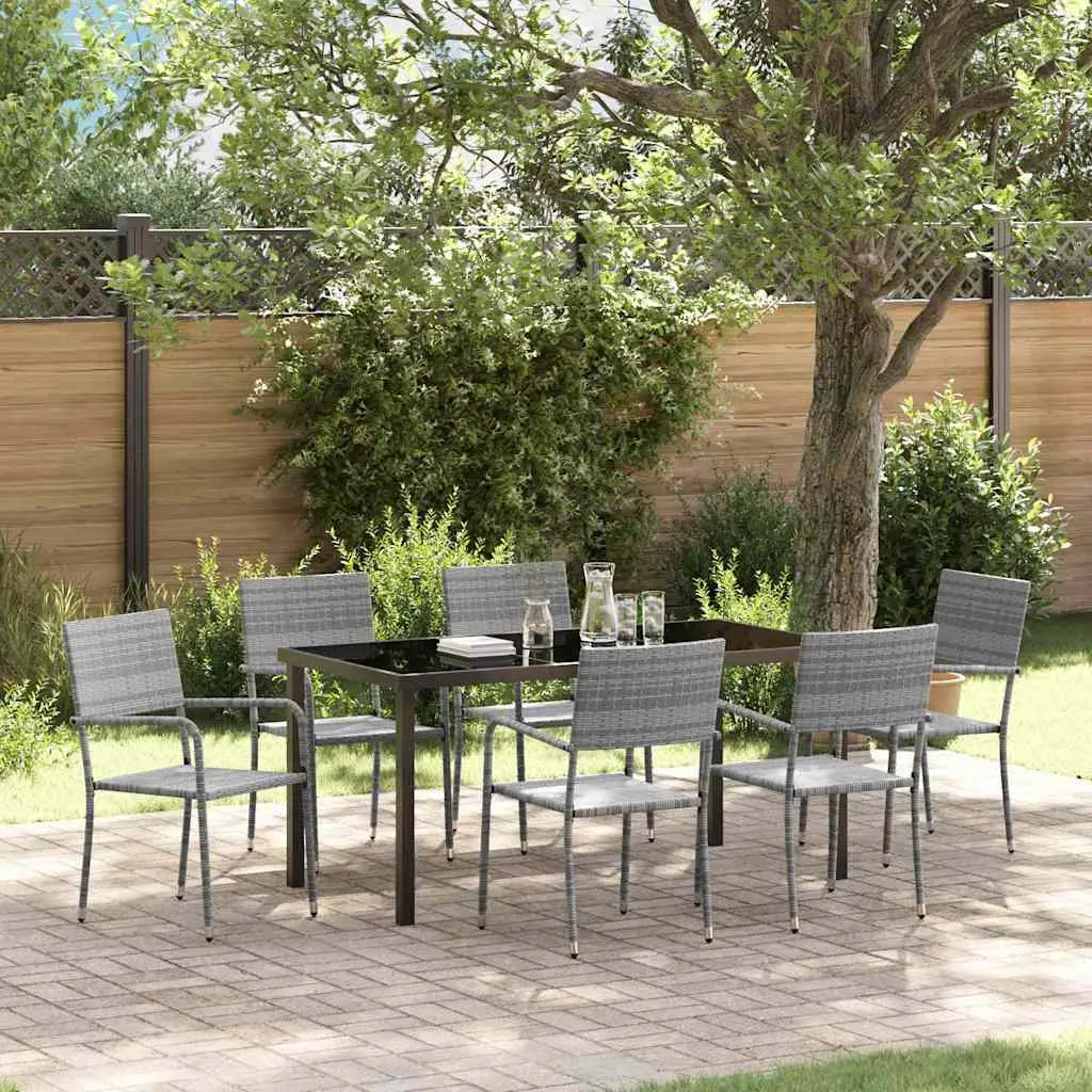 Ensemble de salle à manger pour jardin 7 pcs Gris polyrotin vidaXL 3380047
