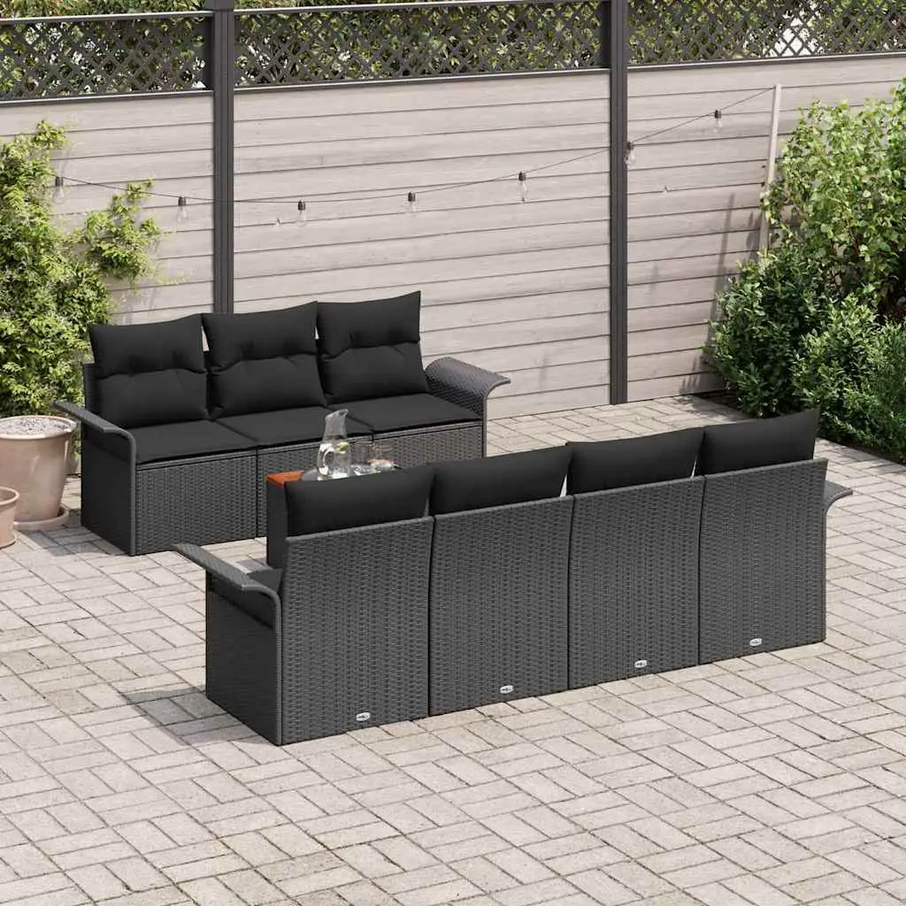 Ensemble de canapé de jardin avec stockage 8 pcs Noir polyrotin vidaXL 3355958