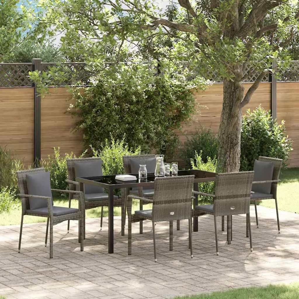 Ensemble de salle à manger pour jardin 7 pcs Gris polyrotin vidaXL 3380089