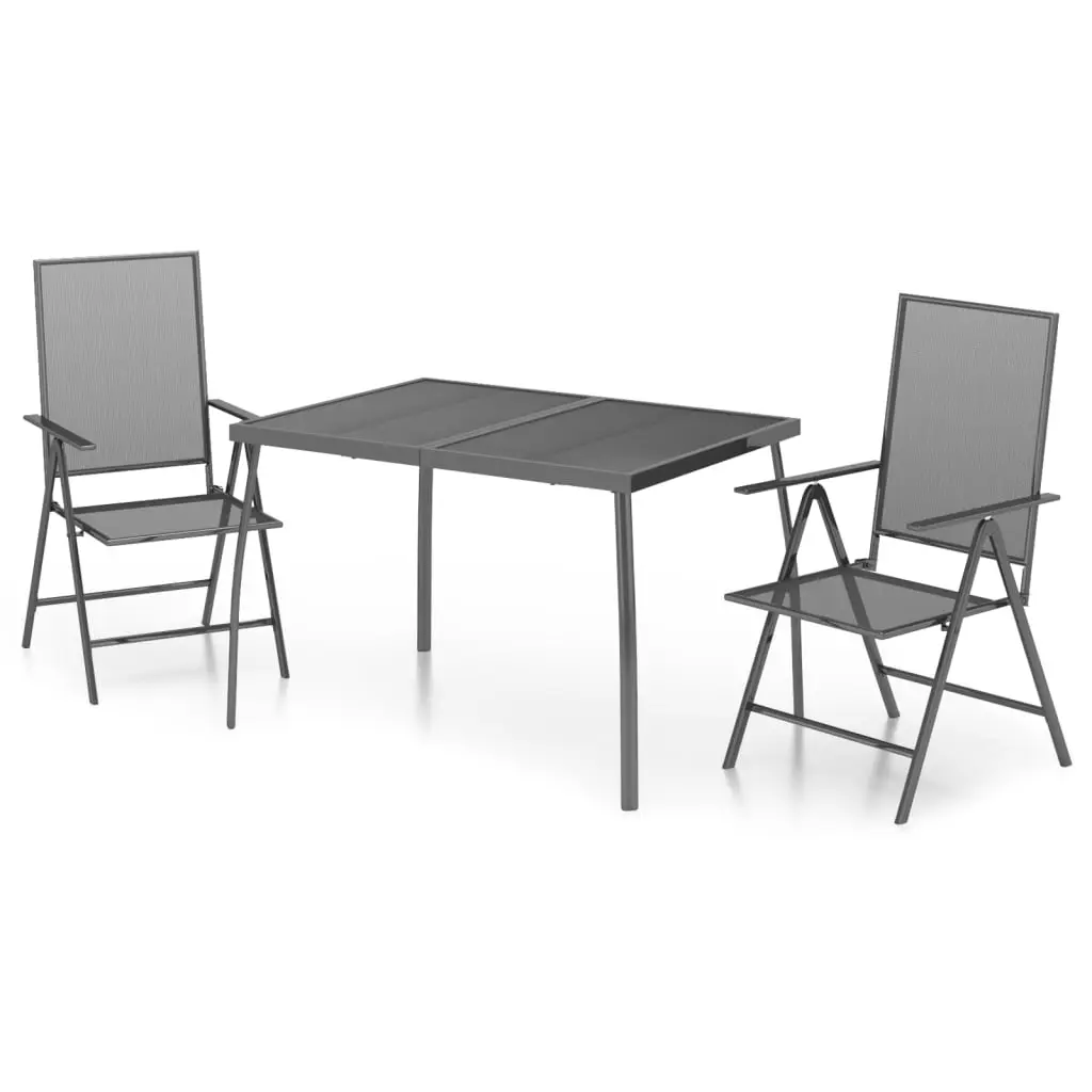 Ensemble de 3 pcs table de jardin avec chaises – mobilier de jardin anthracite acier-JU2999