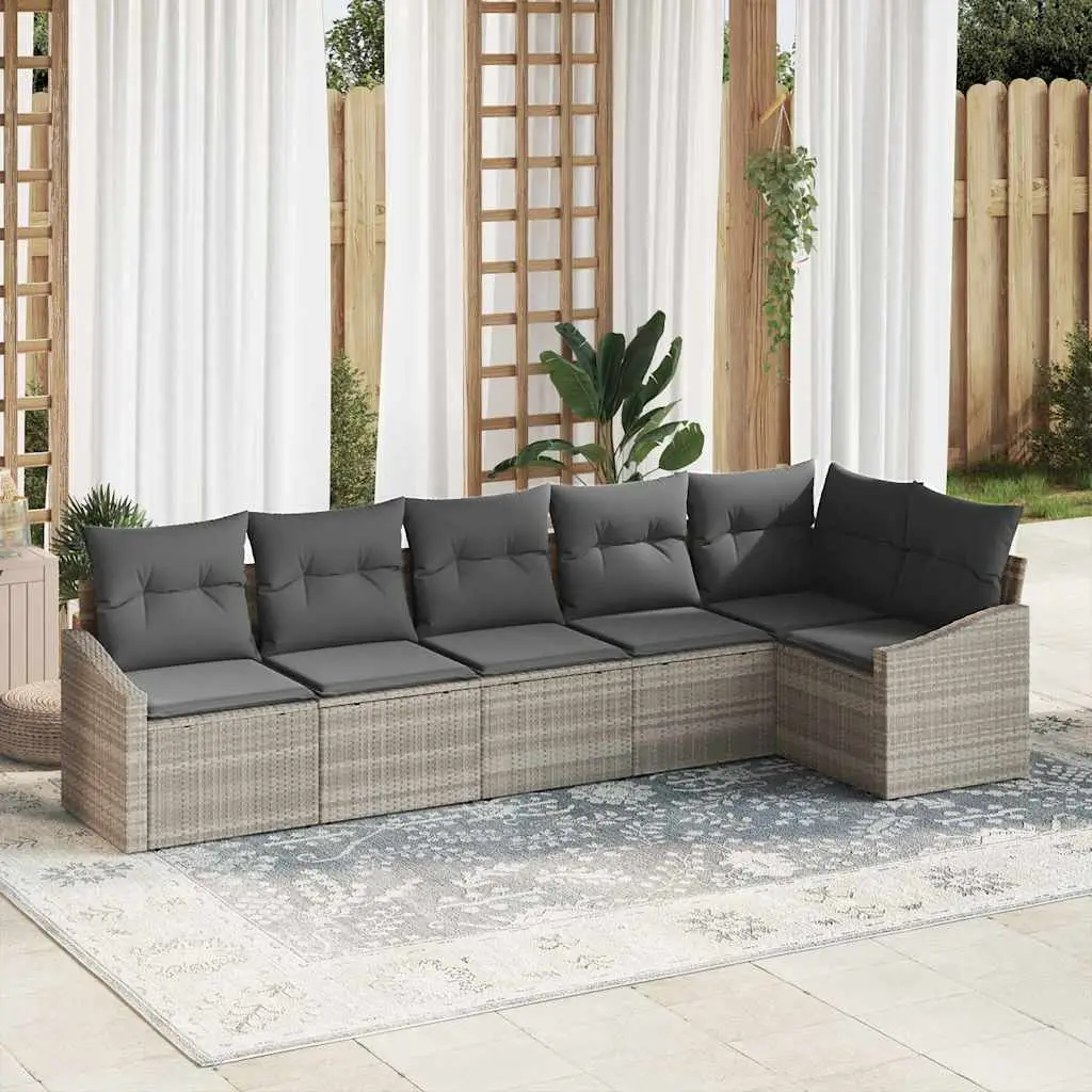 Ensemble de Canapés avec coussin 6 pcs Gris clair polyrotin vidaXL 3346742