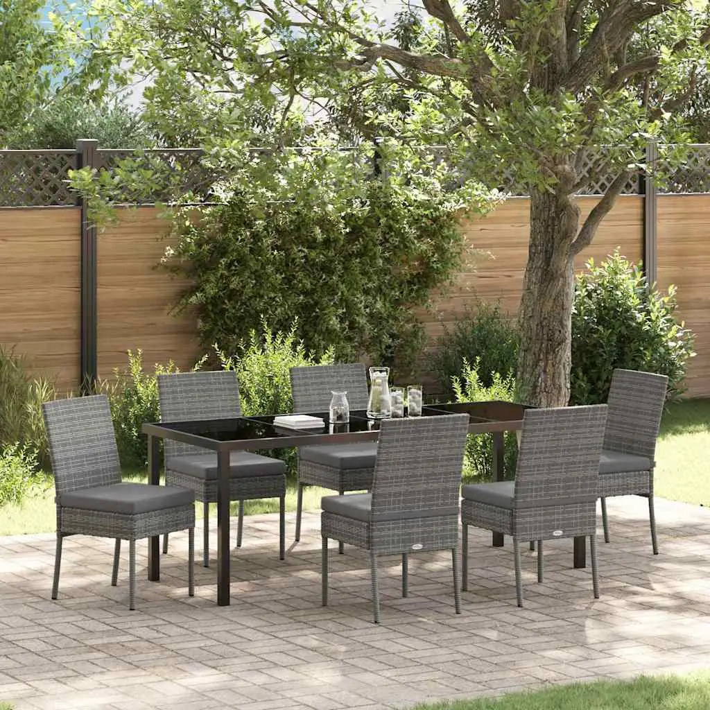 Ensemble de salle à manger pour jardin 7 pcs Gris vidaXL 3379217
