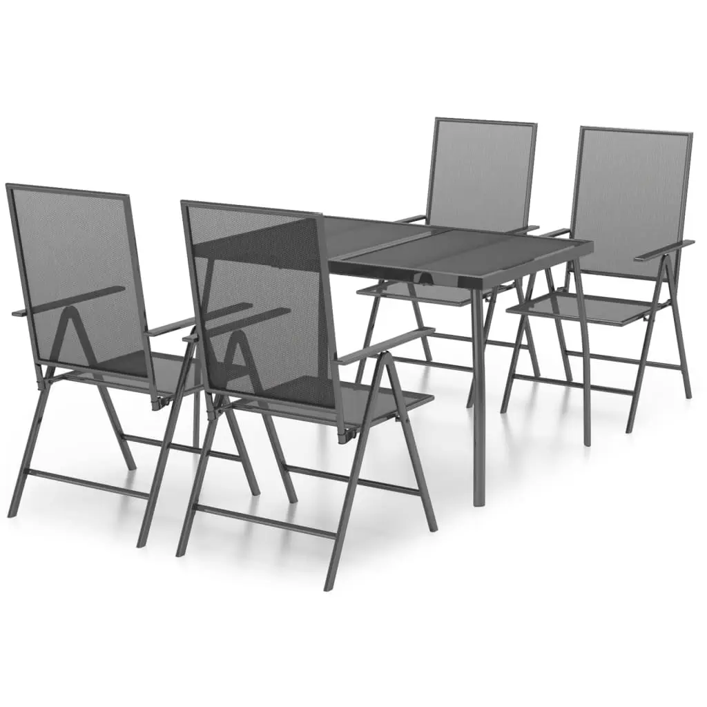 Ensemble de 5 pcs table de jardin avec chaises – mobilier de jardin anthracite acier-JU2983