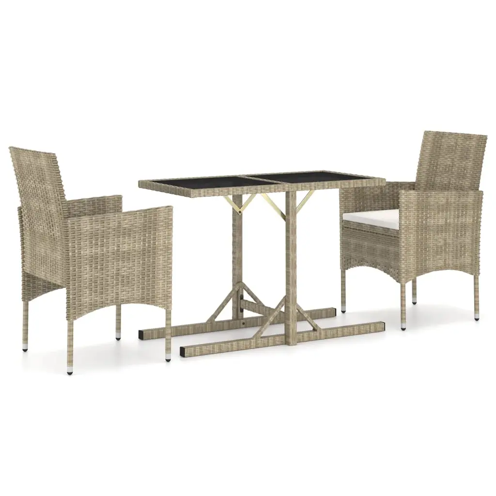 Ensemble de 3 pcs table de jardin avec chaises – mobilier de jardin Beige-JU3082